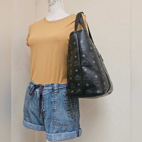 MCM Black Monogram Shoulder Tote Bag AUTHENTIC - Picture 16 of 16